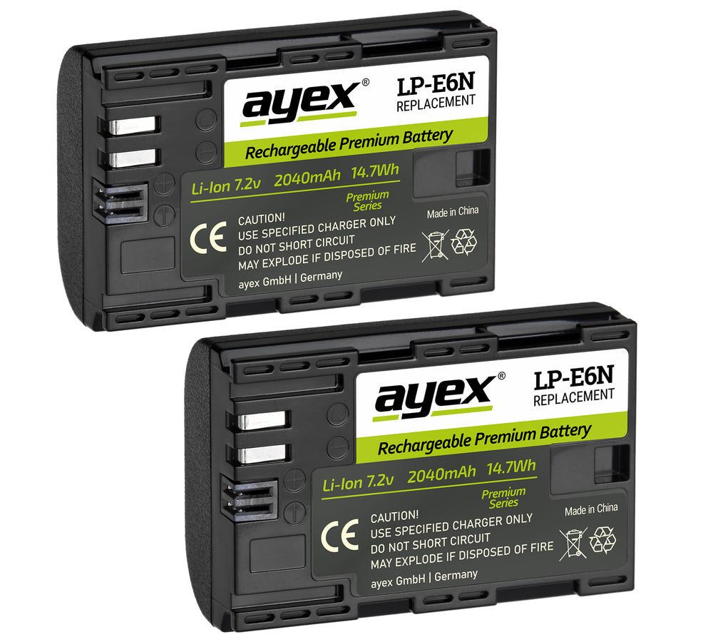 LP-E6N Akku 2er Set für zB Canon EOS R 5D Mark IV 6D Mark II 7D Mark II 80D 90D 2040mAh