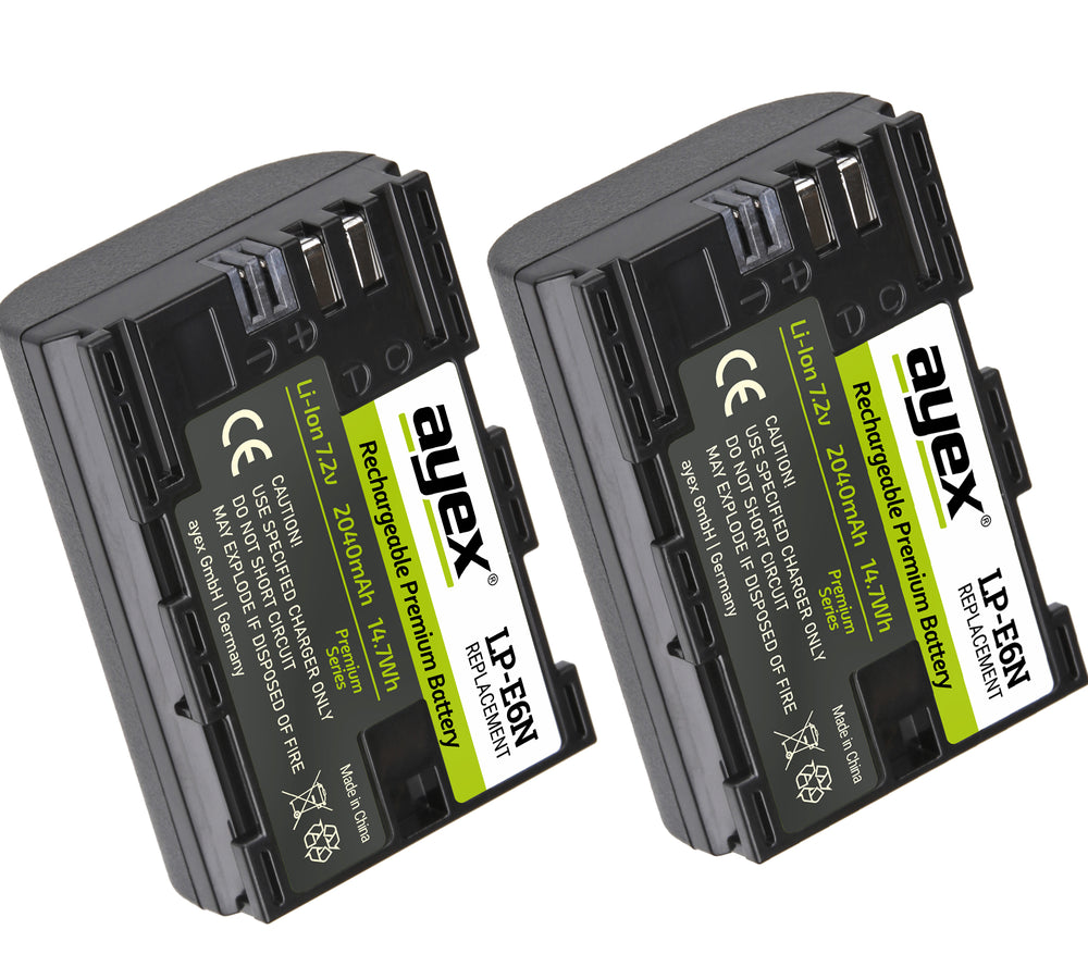 LP-E6N Akku 2er Set für zB Canon EOS R 5D Mark IV 6D Mark II 7D Mark II 80D 90D 2040mAh