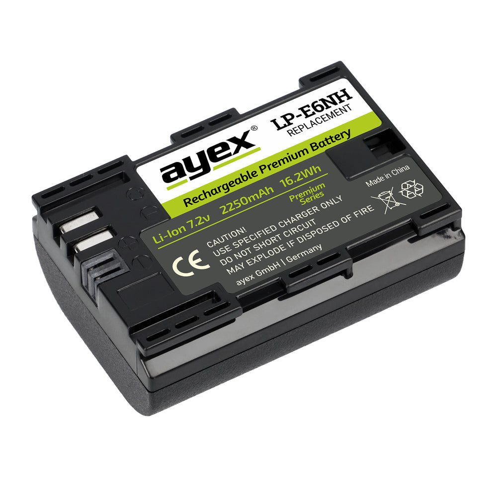LP-E6NH Premium Akku 2 Stück für Canon Kameras wie EOS R Leistungsstark lange Laufzeit 2250mAh