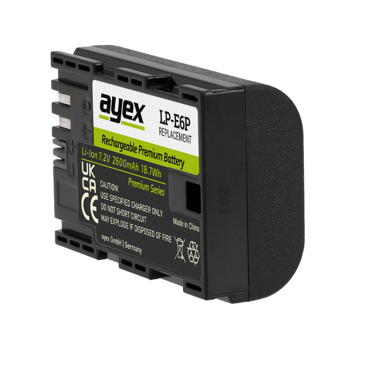 ayex LP-E6P Akku 2600mAh für Canon EOS R5 Mark II, R6, R7, R5, 5D Mark IV