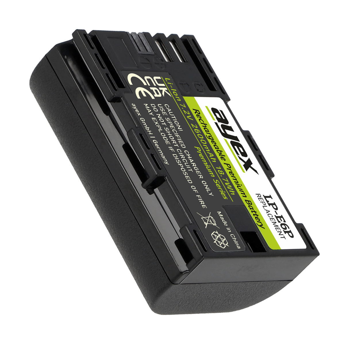 ayex LP-E6P Akku 2600mAh für Canon EOS R5 Mark II, R6, R7, R5, 5D Mark IV