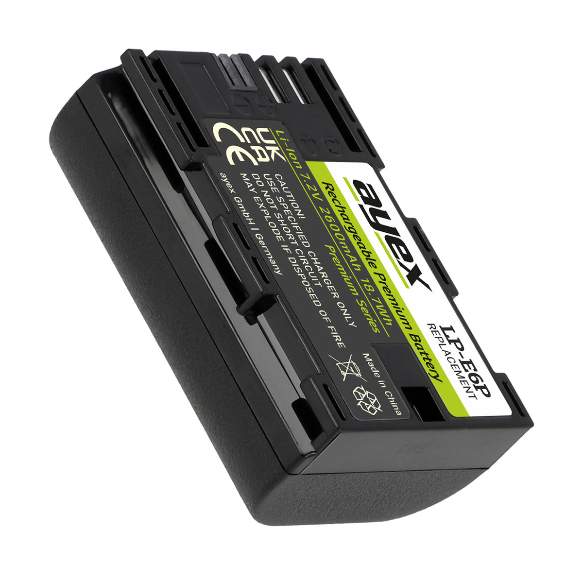 ayex LP-E6P Akku 2600mAh für Canon EOS R5 Mark II, R6, R7, R5, 5D Mark IV