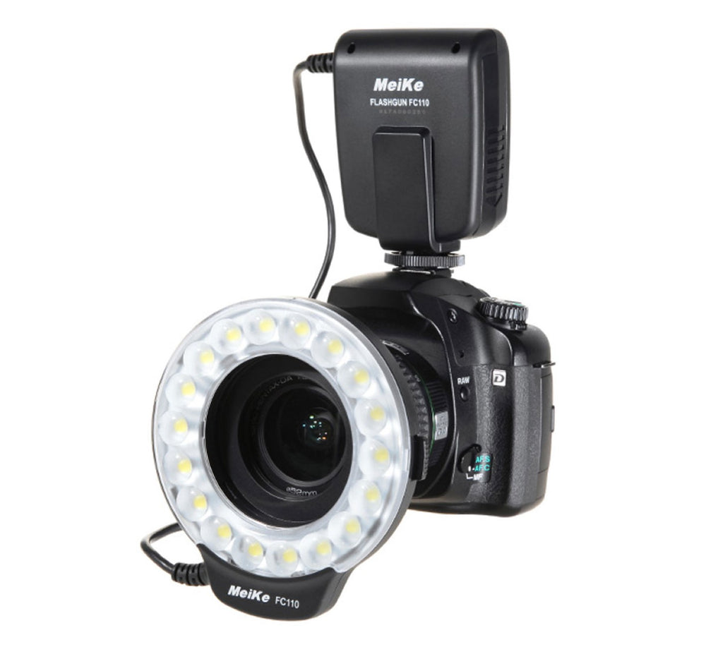 Makro Ringblitz Ringleuchte für Olympus Panasonic DSLR SLR Kameras FC-110 Blitz & Dauerlicht auch für Videoaufnahmen