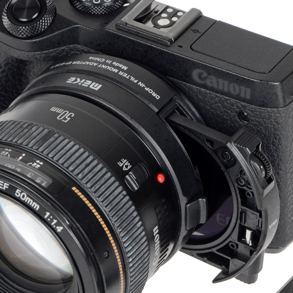 Meike MK-EFTM-C Mount-Adapter für Canon EF auf Canon EOS M Inkl. variablem ND-Filter und klarem UV-Filter