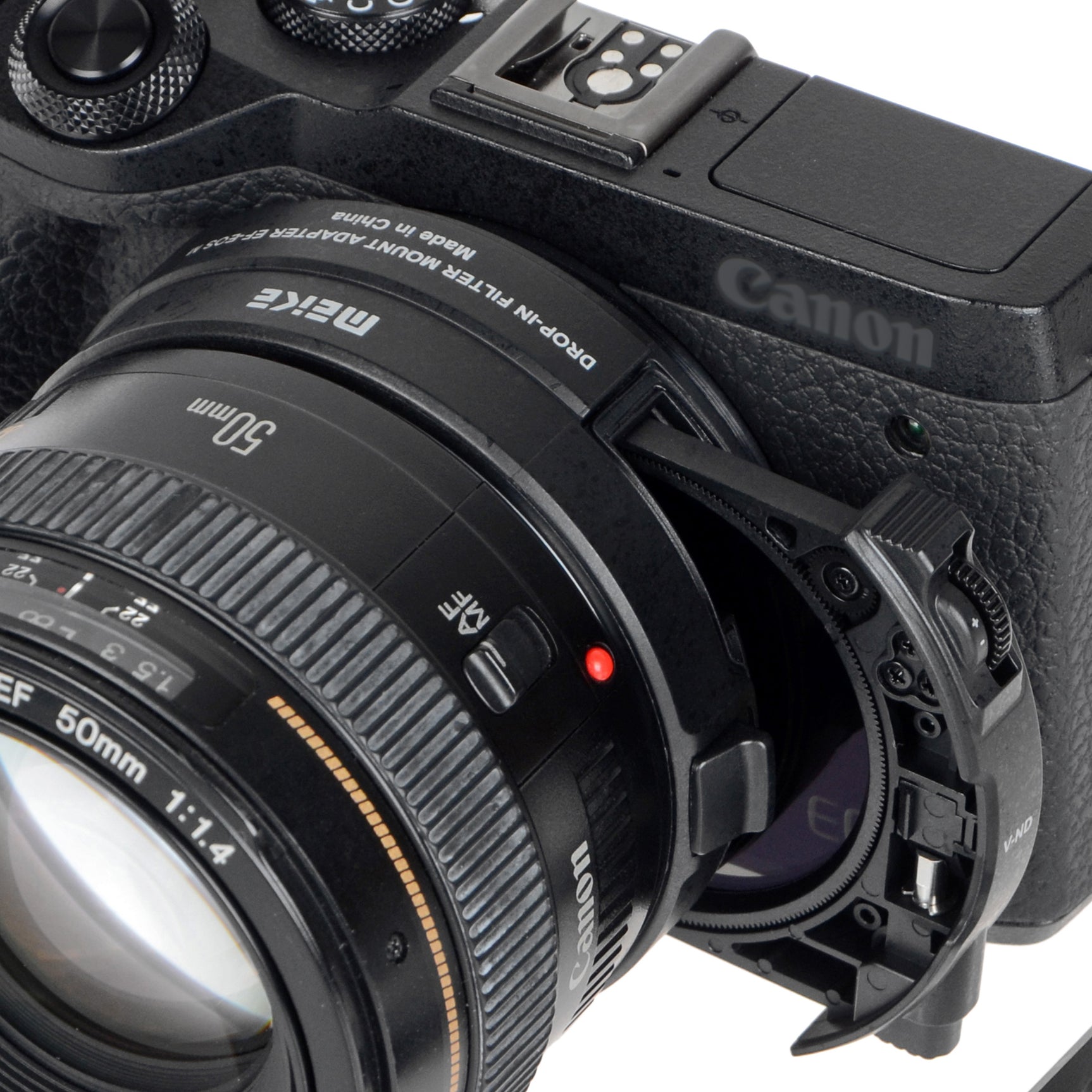 Meike MK-EFTM-C Mount-Adapter für Canon EF auf Canon EOS M Inkl. variablem ND-Filter und klarem UV-Filter