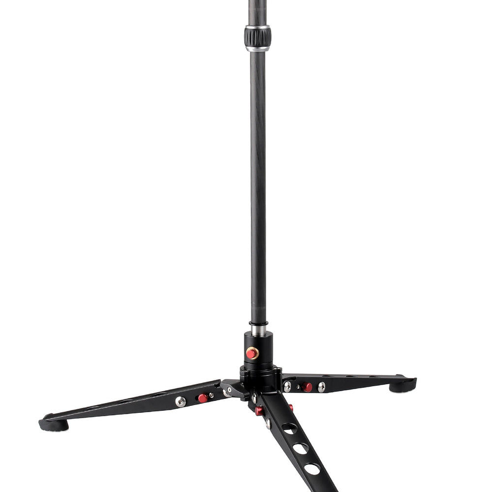 JUSINO Leichtes Karbon-Monopod bis 140cm/18kg ausklappbare Standspinne Kugelgelenk Tischstativ-Funktion