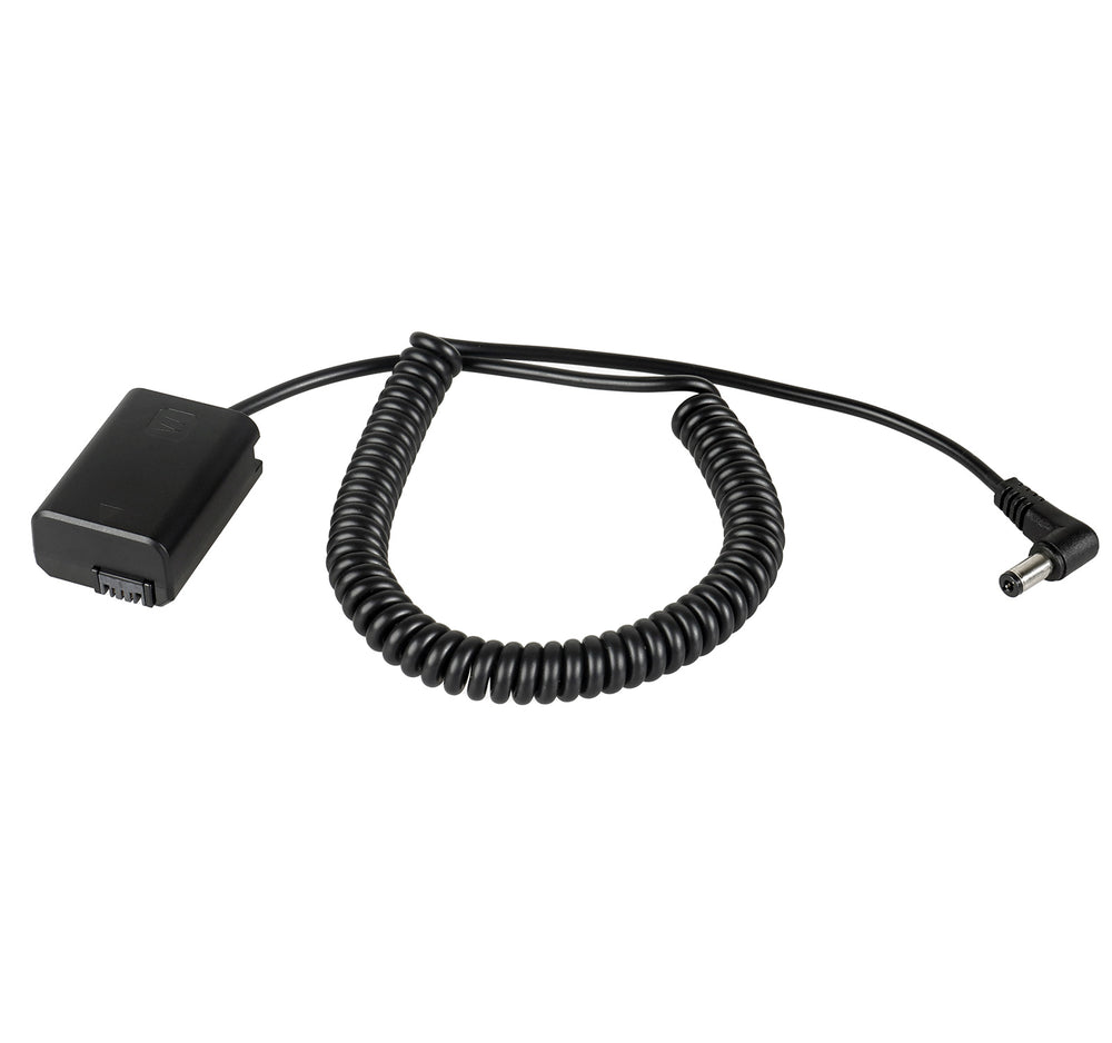 DC-Coupler für Sony Kameras mit NP-FW50 Akku-Dummy für permanente Stromversorgung über z.B. V-Mount Akku