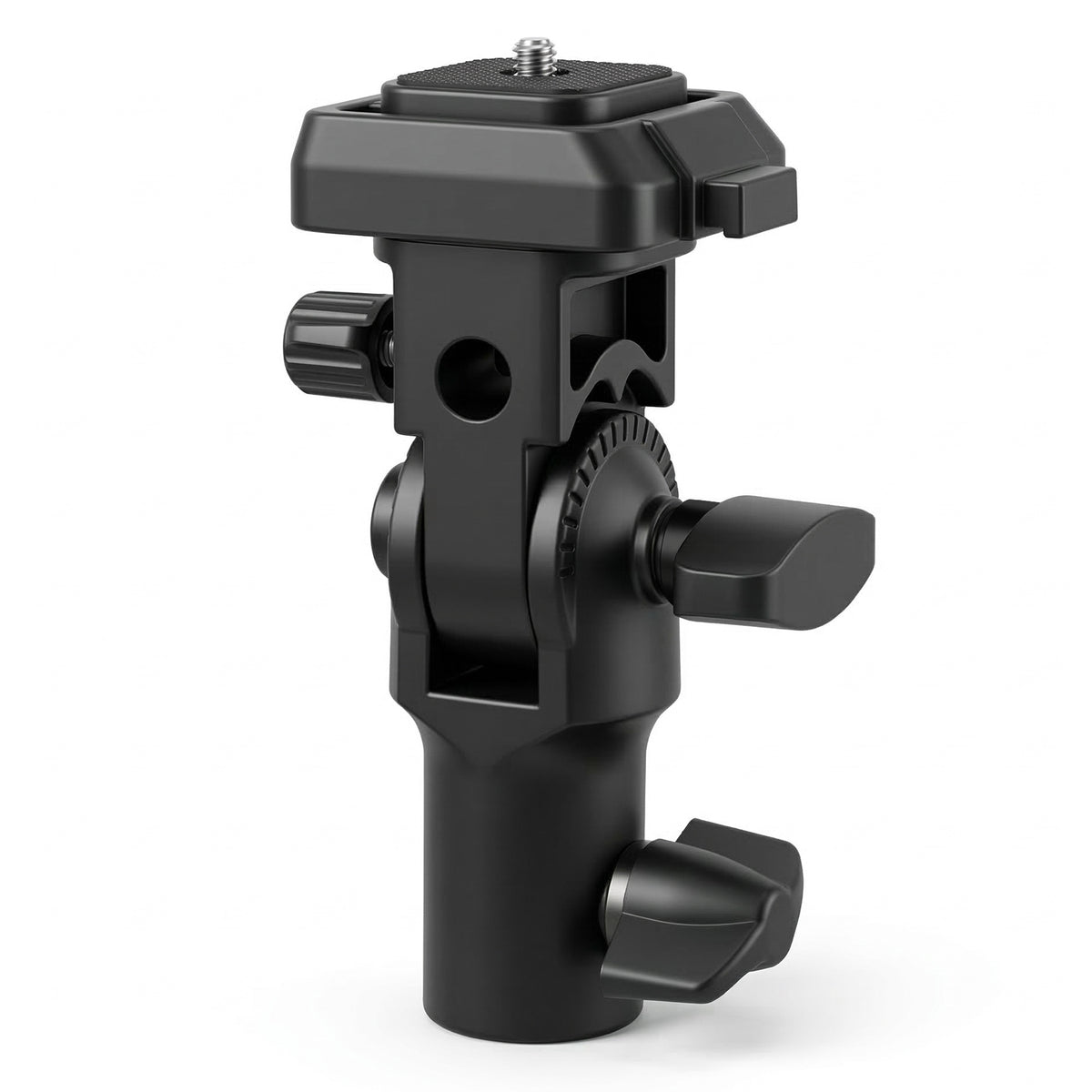Lampenstativ Adapter mit Schnellwechselplatte – Neigekopf mit Schirmhalter für Blitz, LED-Licht und Kamera