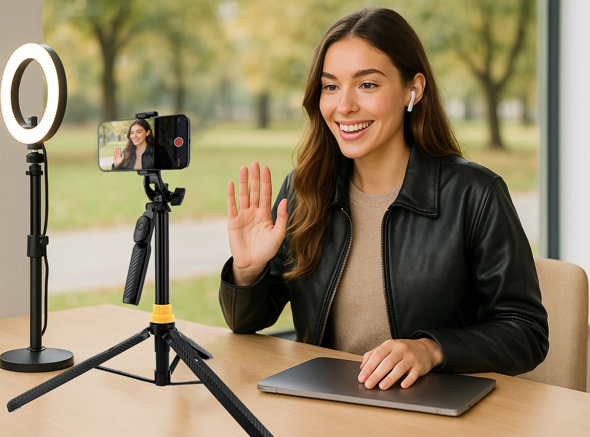 Selfie-Stick-Stativ mit Bluetooth-Fernbedienung & Handyhalterung – ausziehbar bis 170 cm