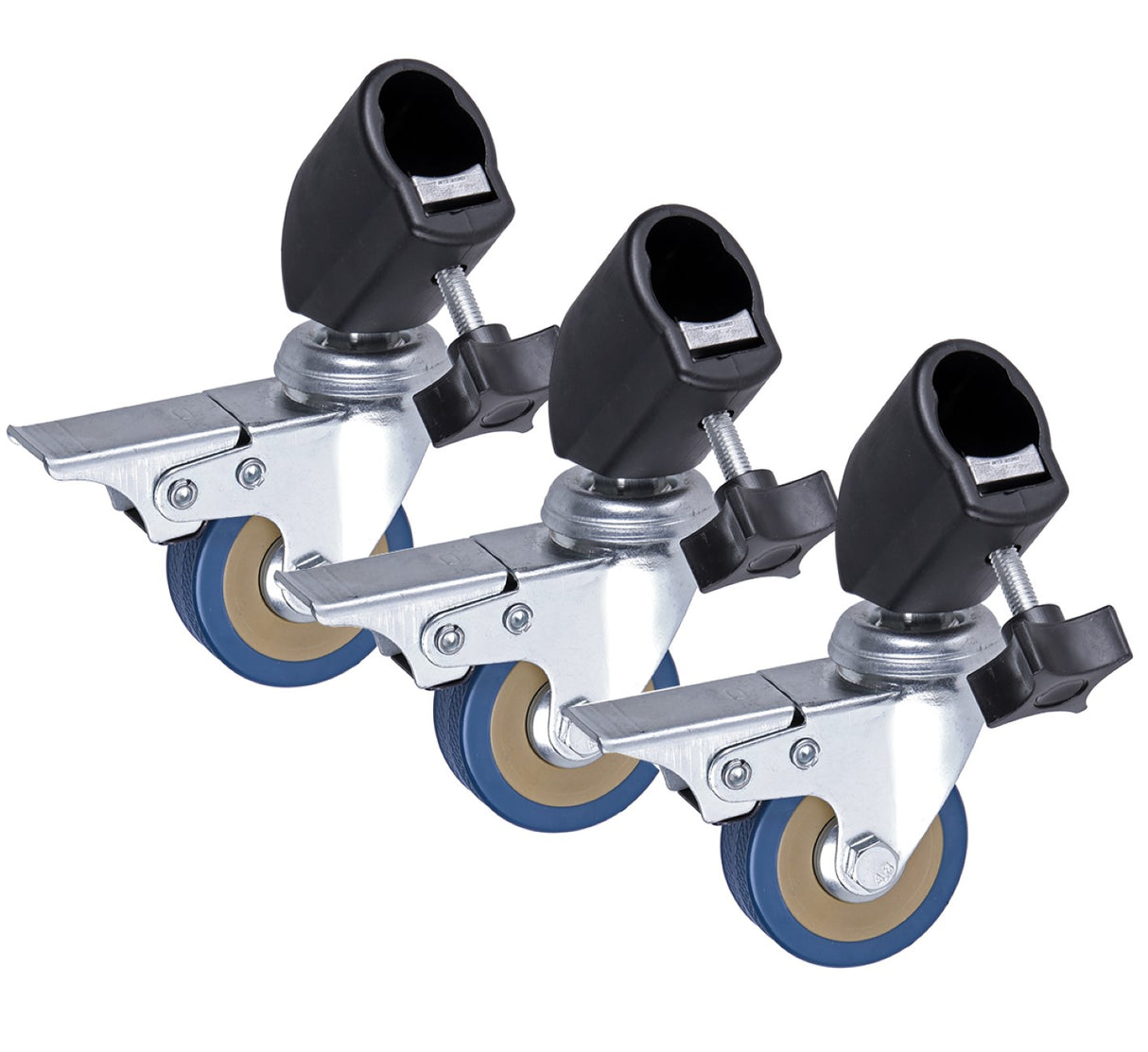 Stativrollen Pro 3er Set für Lampenstative mit Feststellbremsen ideal auf Holzböden Fliesen Teppich