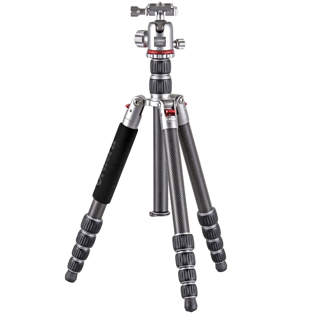 JUSINO Vielseitiges Karbon Tripod mit Monopod-Funktion bis 158cm 8kg + Kugelkopf TK-2535C FGS-30