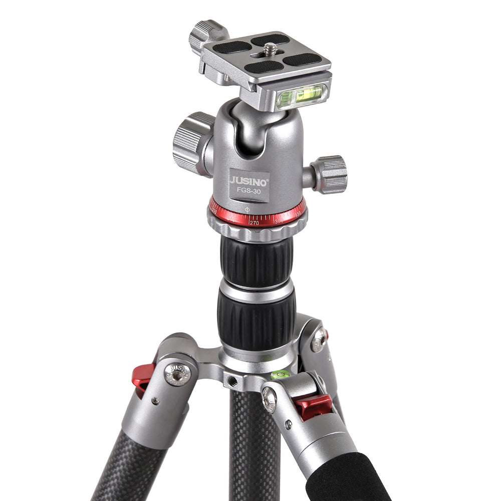 JUSINO Vielseitiges Karbon Tripod mit Monopod-Funktion bis 158cm 8kg + Kugelkopf TK-2535C FGS-30