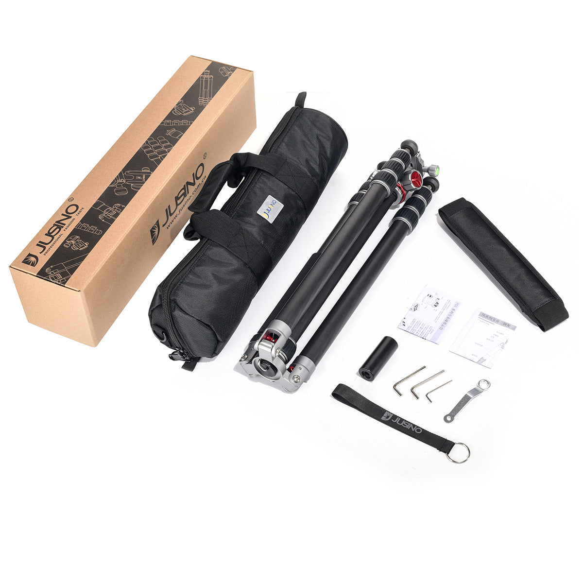 JUSINO Karbon Traveller Tripod mit Kugelkopf Monopod-Funktion bis 171,5cm 15kg TK-284C FGS-36
