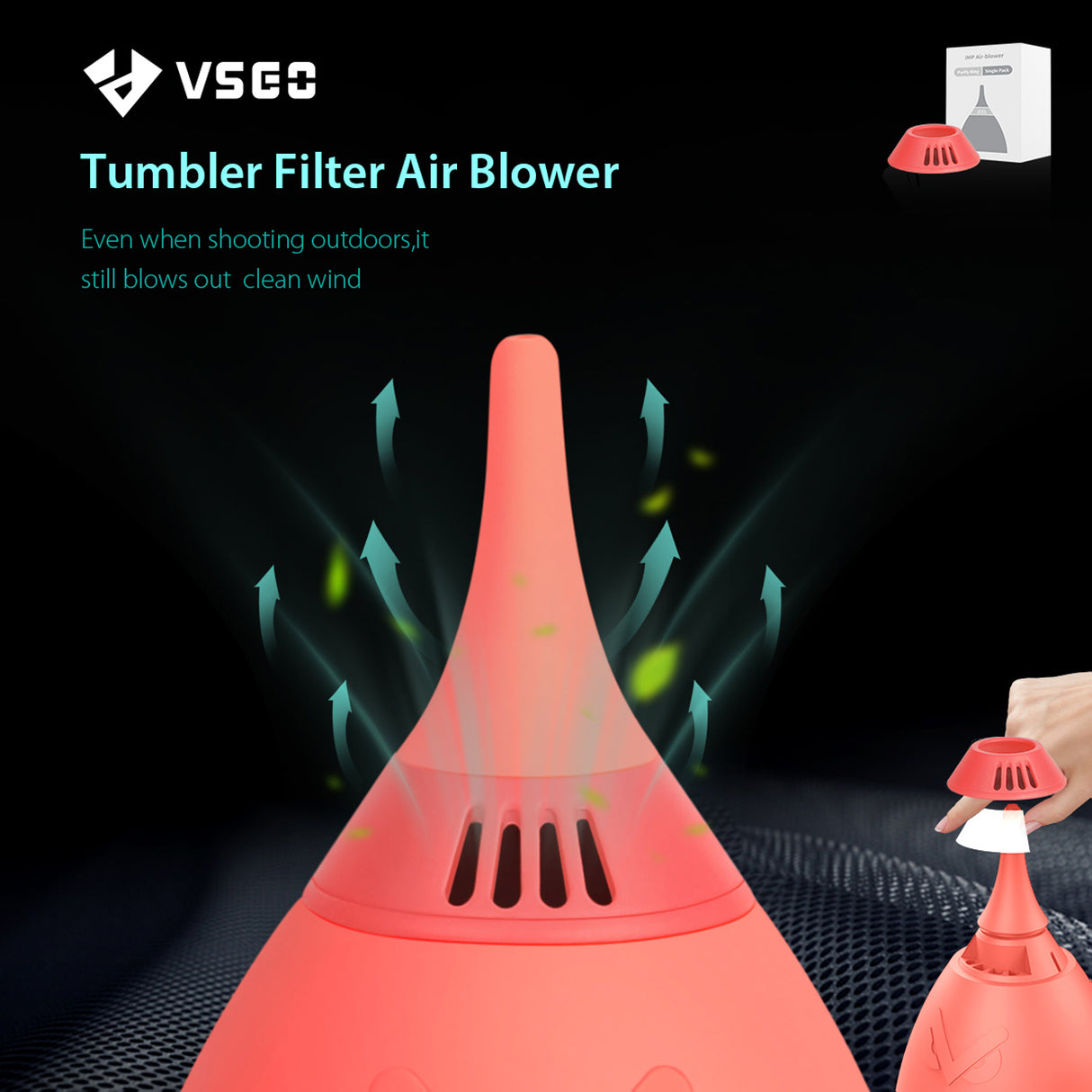 VSGO Air Blower Orange Blasebalg zur Reinigung von Kamera, Sensor & Objektiv
