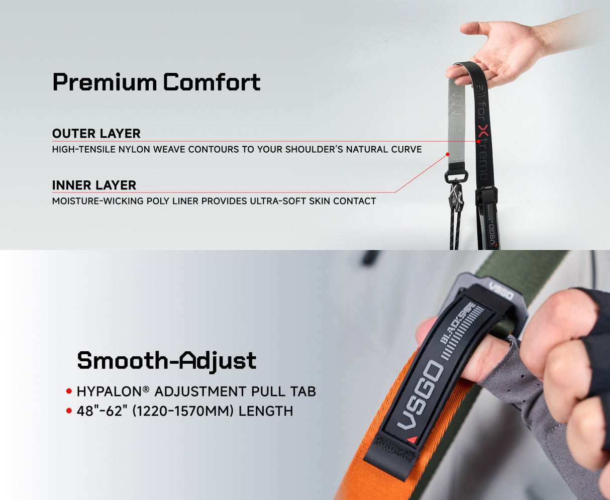 VSGO Black Snipe Urban Kamera-Gurt (Q-Black) – mit Quick-Release, Anti-Twist & Handgurt-Set