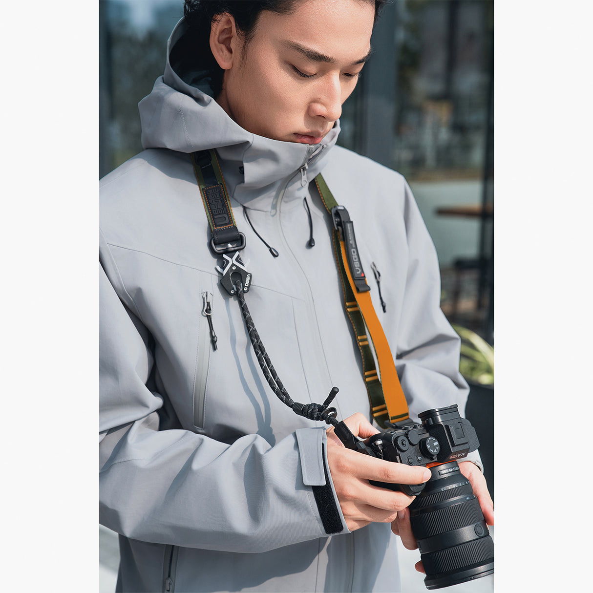 VSGO Black Snipe Urban Kamera-Gurt (Core Glow) – mit Quick-Release, Anti-Twist & Handgurt-Set