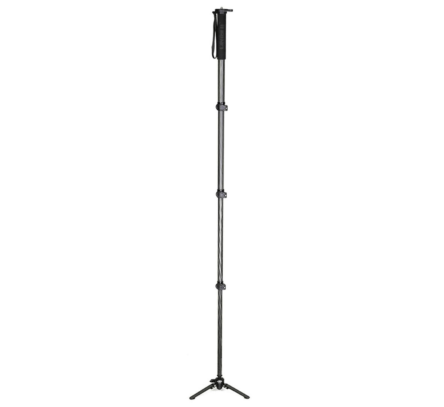 JUSINO Carbon Monopod mit abnehmbarem Fuß/Tischstativ Schnellspann-Clips bis 164cm/10kg VM-284EC