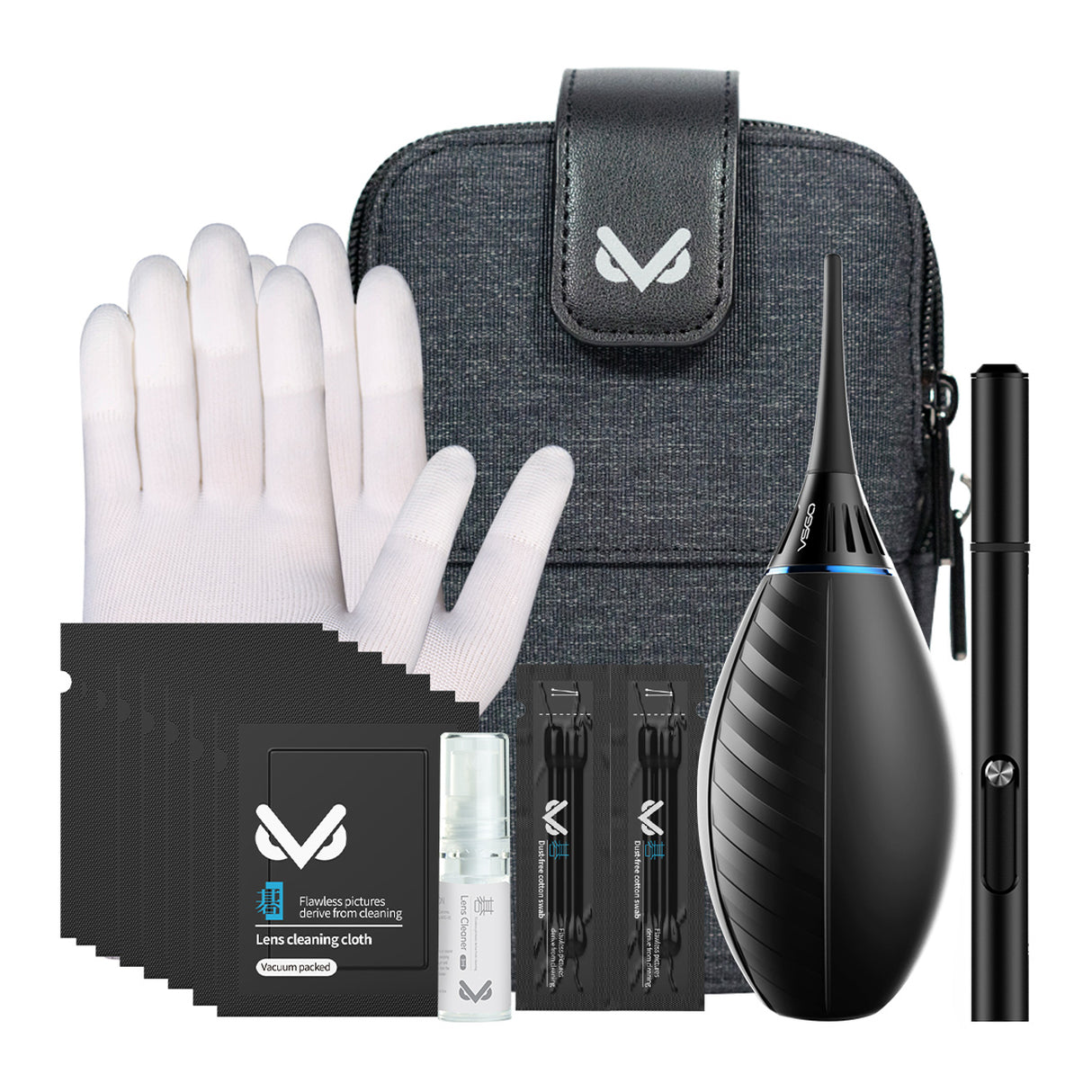 VSGO Professionelles Kamera-Reinigungsset mit Tasche Blasebalg Reinigungsstift & Spray VS-A3E