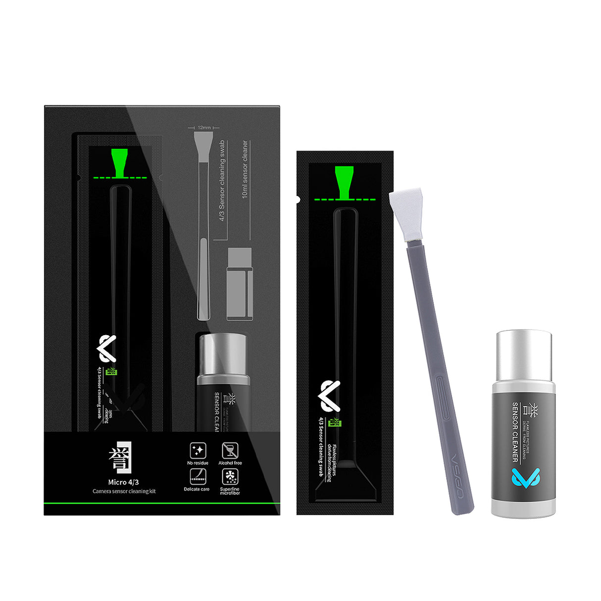VSGO Sensor Reinigungskit für 4/3 Kameras inkl. Flüssigkeit & Swabs