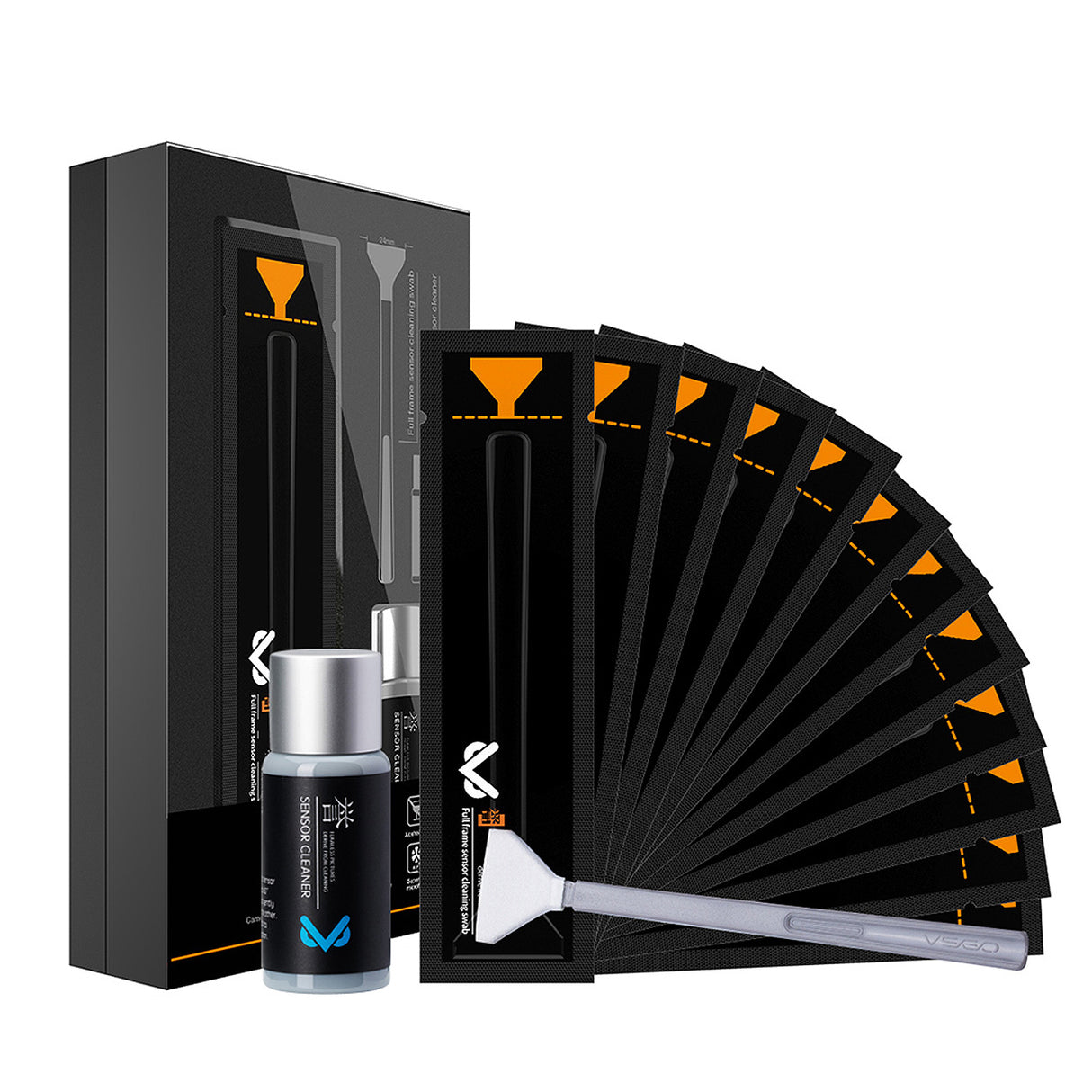 VSGO Sensor Reinigungskit VS-S03E für Vollformat-Kameras 12 Swabs + Flüssigkeit