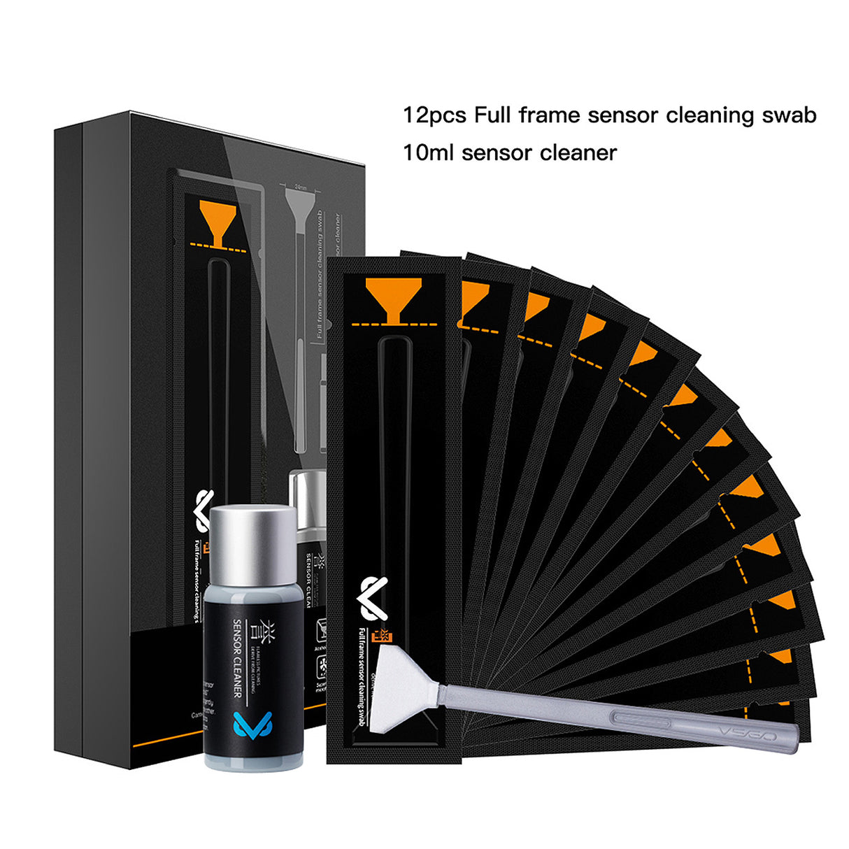 VSGO Sensor Reinigungskit VS-S03E für Vollformat-Kameras 12 Swabs + Flüssigkeit
