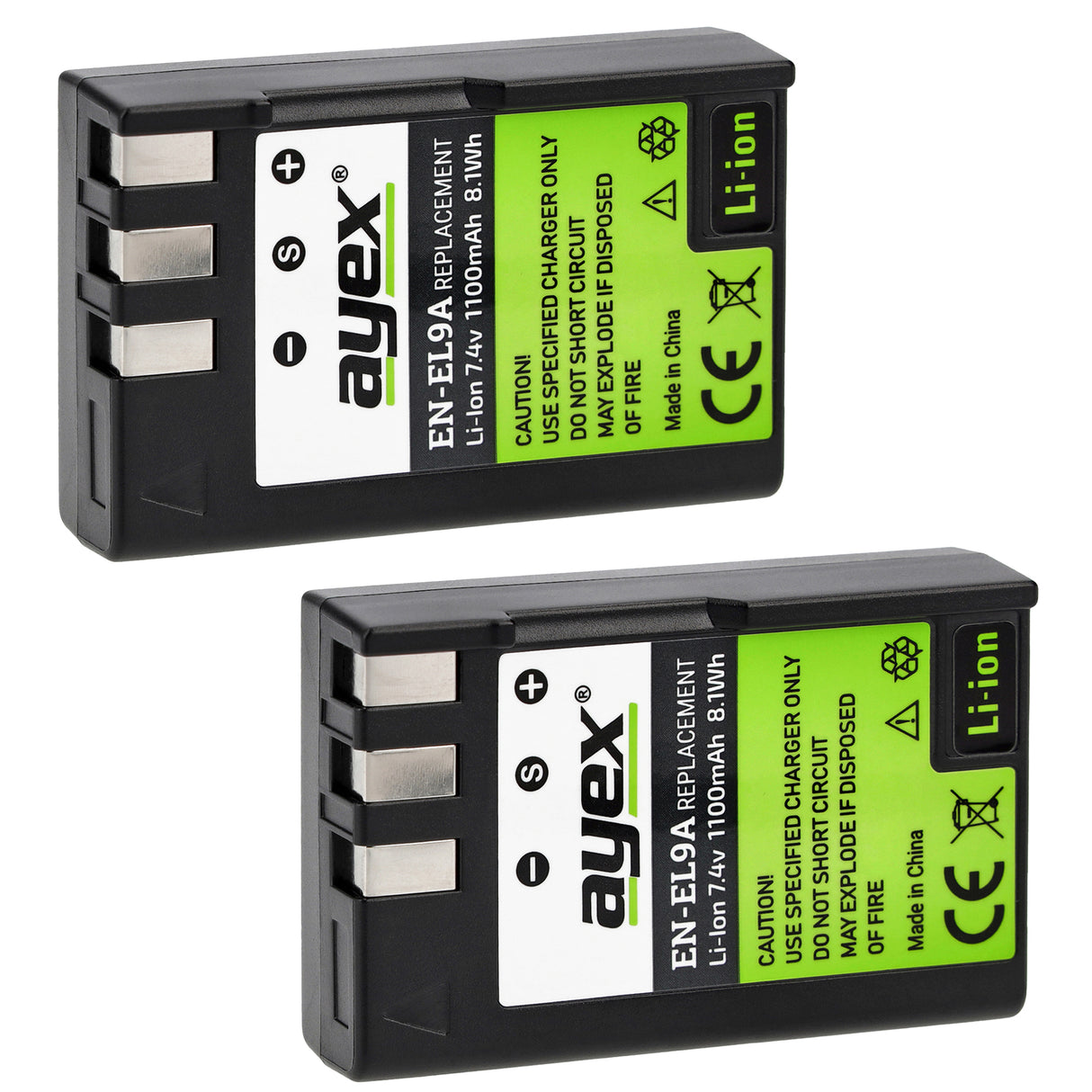 ayex Power-Set mit 2x EN-EL9a Akkus + USB Ladegerät für zB Nikon D40 D40x D60 D3000 D5000