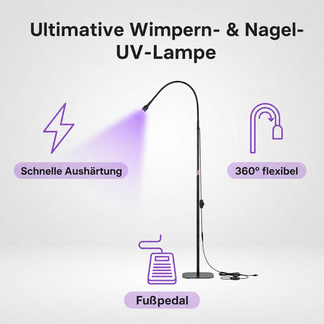 Profi-UV-Lampe 6 W mit Fußpedal & flexiblem Schwanenhals für Nagel-, Wimpern- und Brow-Studio