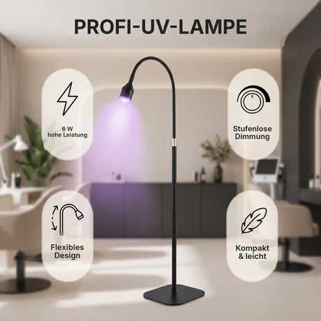 Profi-UV-Lampe 6 W mit Fußpedal & flexiblem Schwanenhals für Nagel-, Wimpern- und Brow-Studio