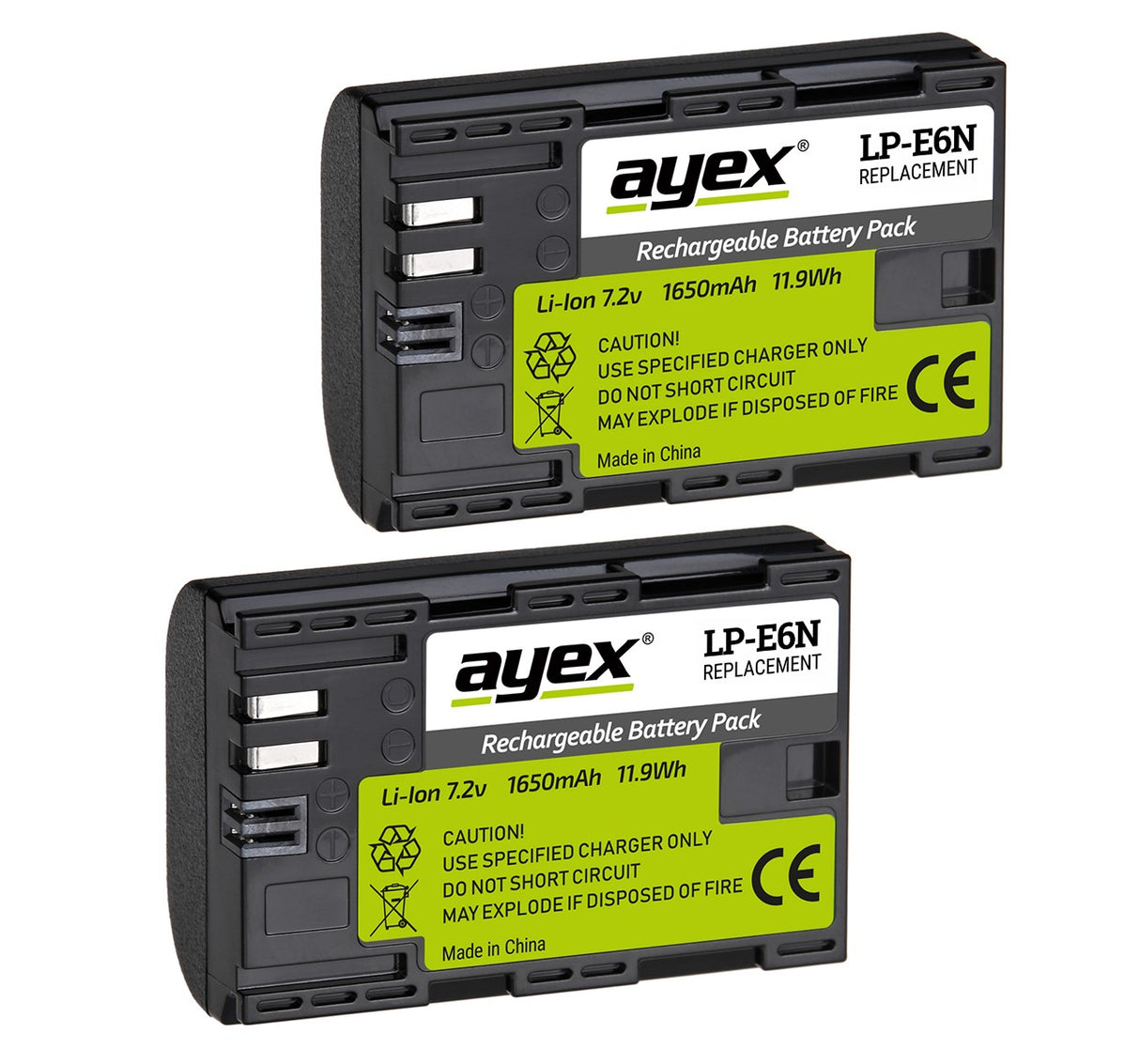 2 Stück ayex LP-E6N Akku - für Canon Kameras wie EOS R