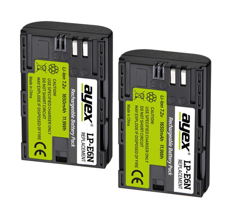 2 Stück ayex LP-E6N Akku - für Canon Kameras wie EOS R