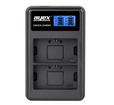 USB Dual Ladegerät für Canon LP-E6 N NH Akkus beleuchtetes Display Ladestandanzeige