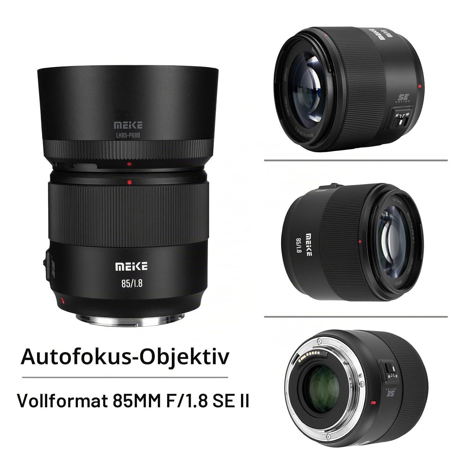 Meike 85mm F1.8 SE Mark II AF STM Objektiv kompatibel mit Canon EF