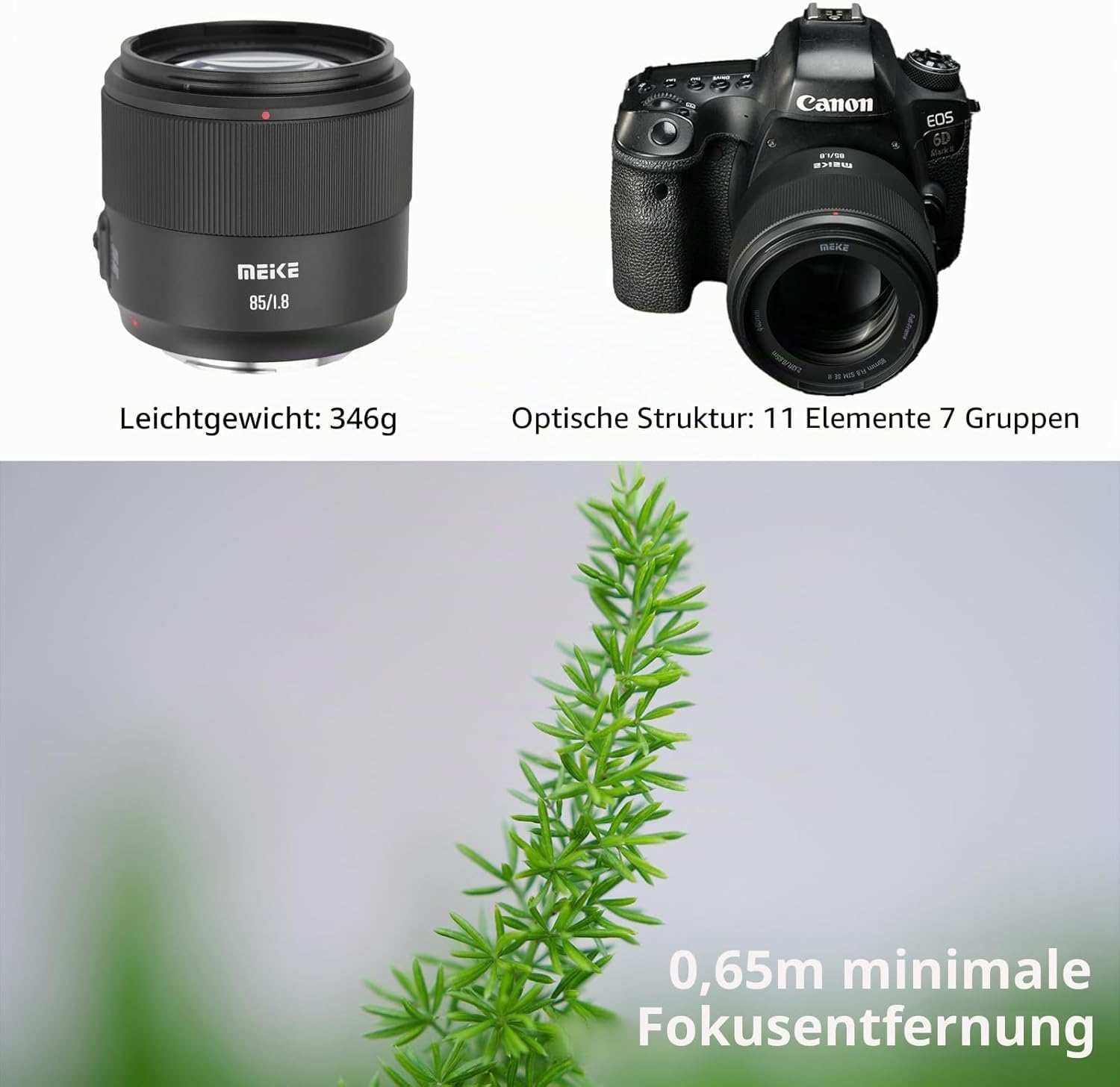 Meike 85mm F1.8 SE Mark II AF STM Objektiv kompatibel mit Canon EF