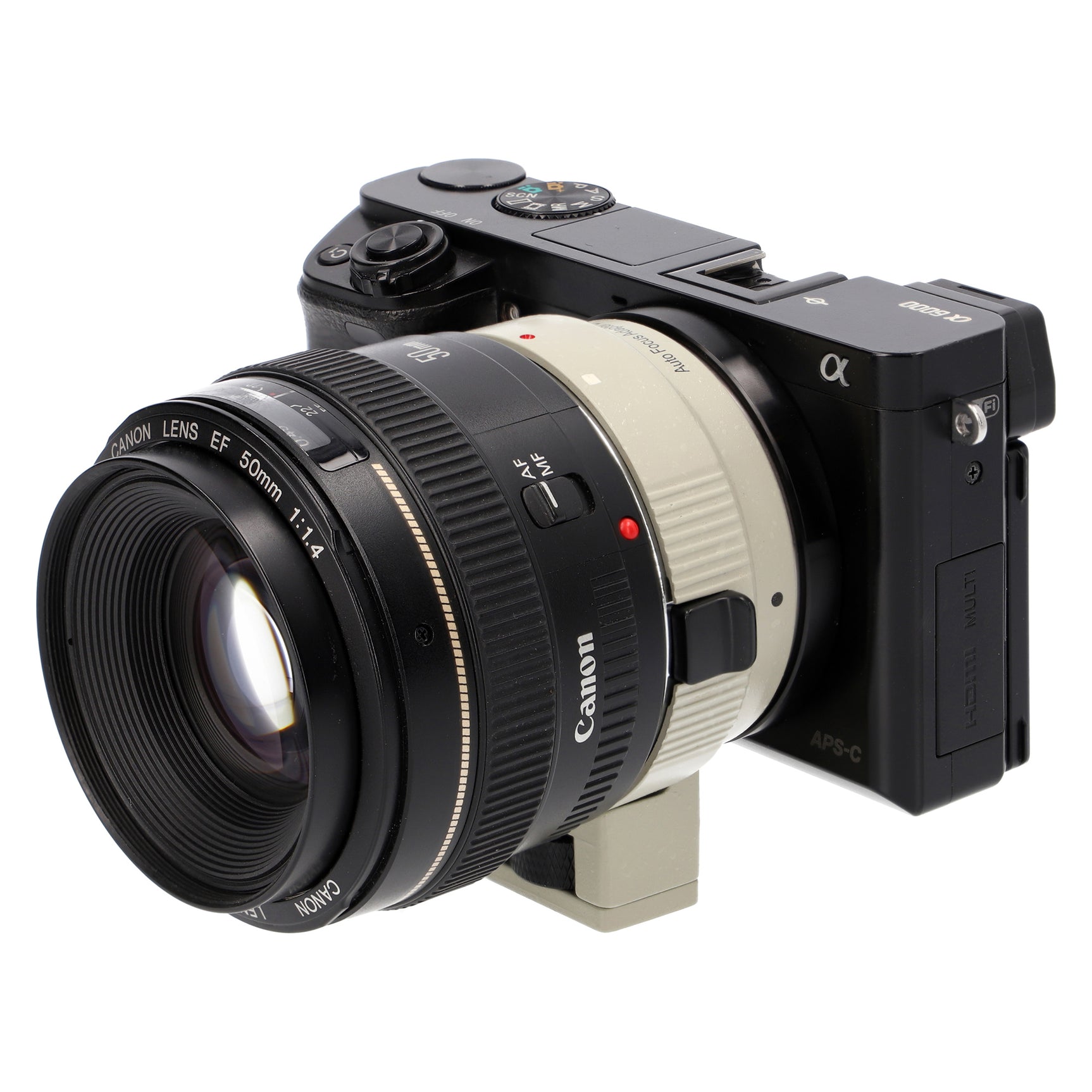 Objektivadapter AF Autofokus Canon EF/EF-S-Objektiv auf Sony E-Mount-Kamera EF-NEX II Weiß