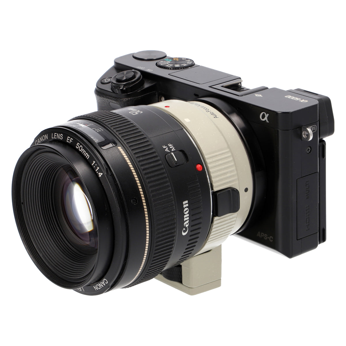 Objektivadapter AF Autofokus Canon EF/EF-S-Objektiv auf Sony E-Mount-Kamera EF-NEX II Weiß
