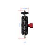 Metall Doppel-Kugelkopf aus Aluminium - Magic Arm Adapter 1/4 Zoll für Kamera & Zubehör
