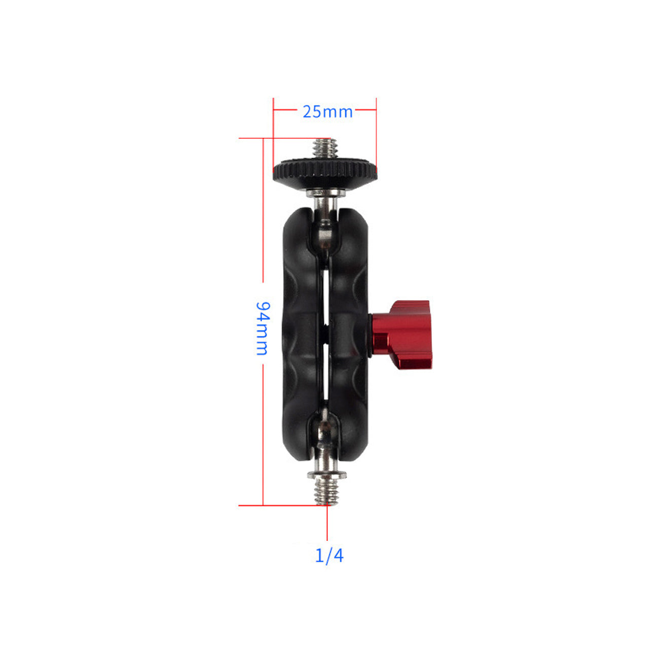Metall Doppel-Kugelkopf aus Aluminium - Magic Arm Adapter 1/4 Zoll für Kamera & Zubehör