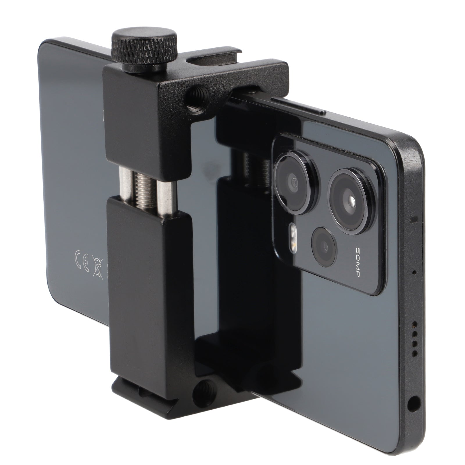 Metall Smartphone Halter Blitzschuh & 1/4 Zoll Robuster Handy Stativadapter für Mikrofon, LED-Licht & Vlogging