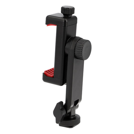 Smartphone Halterung mit Blitzschuh & Blitzfuß – Neigbarer Handyhalter mit Schraubklemme für Kamera, Mikrofon & LED-Licht (55–90 mm)