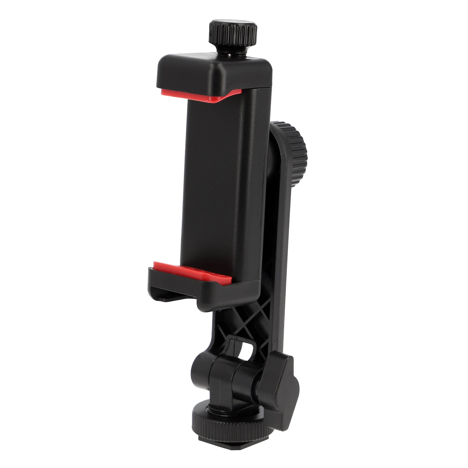 Smartphone Halterung mit Blitzschuh & Blitzfuß – Neigbarer Handyhalter mit Schraubklemme für Kamera, Mikrofon & LED-Licht (55–90 mm)