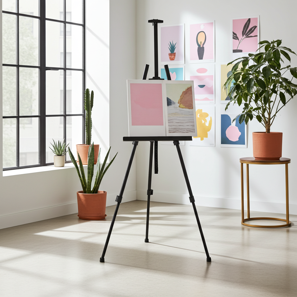 Aluminium Staffelei mit Teleskopbeinen Höhenverstellbar ideal für Kunstbedarf & Werbeaufsteller