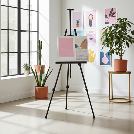 Aluminium Staffelei mit Teleskopbeinen Höhenverstellbar ideal für Kunstbedarf & Werbeaufsteller
