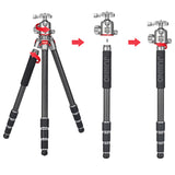 JUSINO Leichtes Karbon Fotostativ mit Kugelkopf Stativ bis 138cm 12kg AF-254C FGS-36