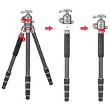 JUSINO Leichtes Karbon Fotostativ mit Kugelkopf Stativ bis 130cm 15kg AF-284C FGS-36