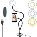 ayex Smartphonehalterung, LED-Licht mit USB - dimmbar, warmes und kaltes Licht (schwarz, weiß)