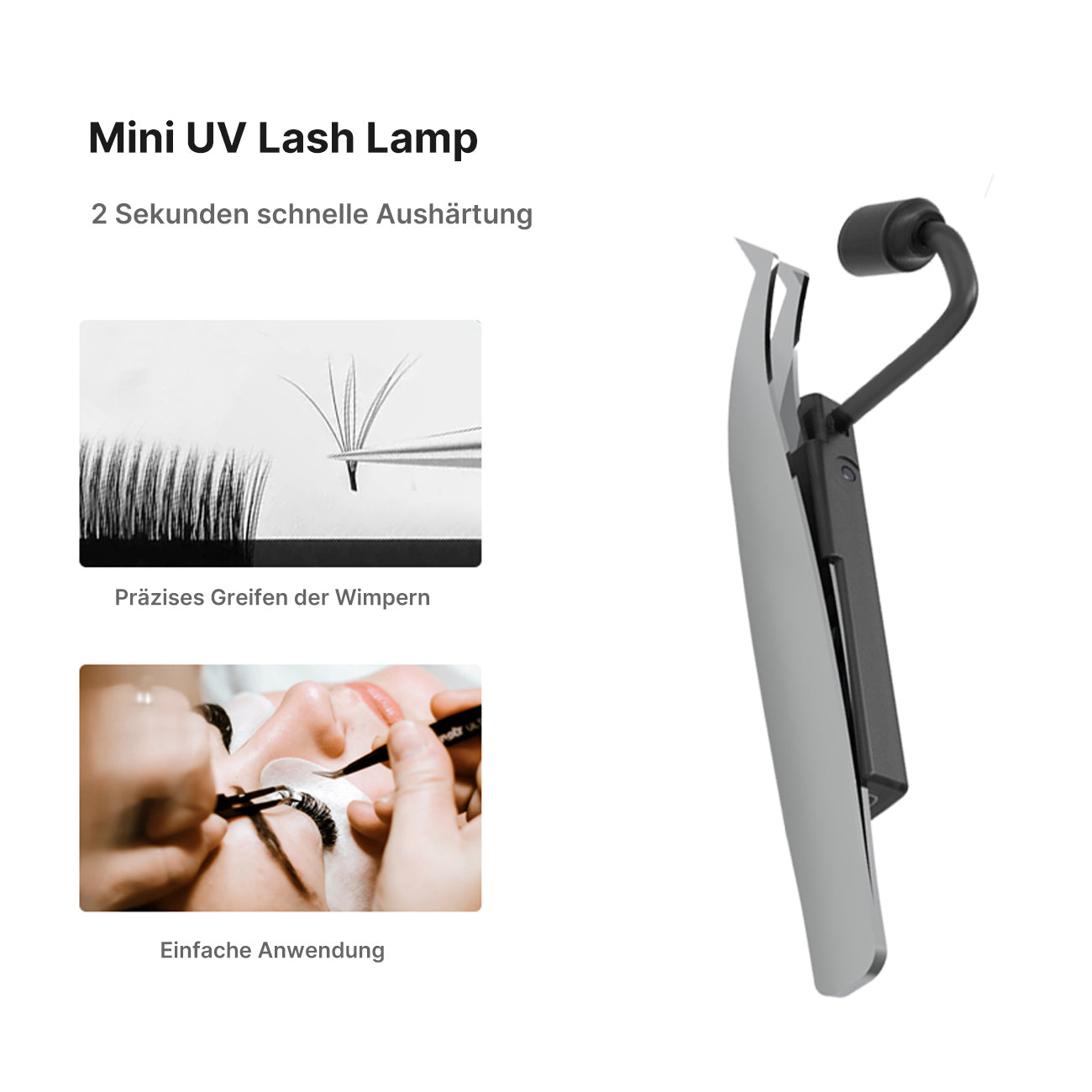 LED Wimpern Pinzette mit UV-Lampe – Lash Extension LED Pinzette & Lash Glue Aushärtung – Beauty Studio Werkzeug