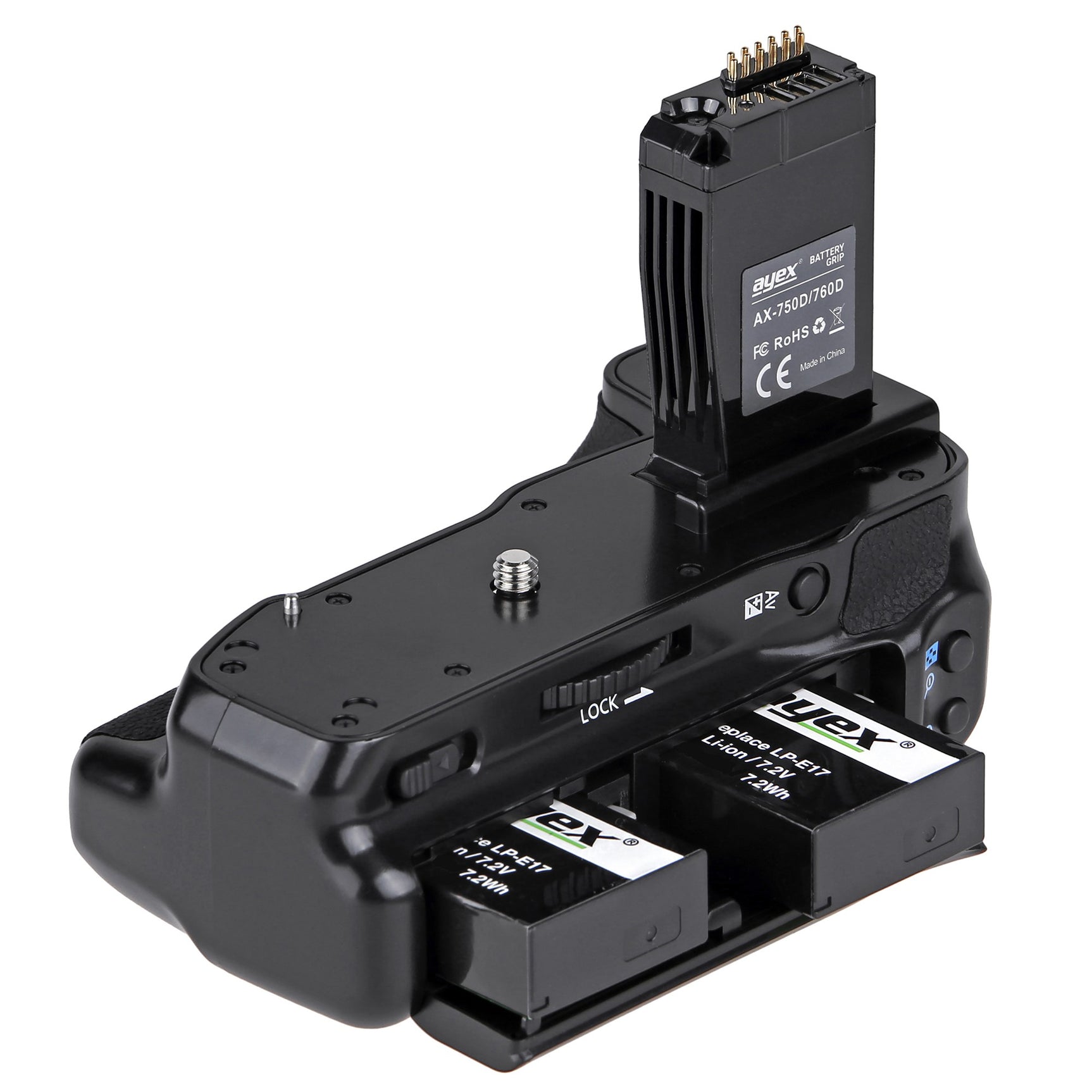 Batteriegriff Set für Canon EOS 760D 750D IX8 T6S T6I + 2x LP-E17 Akku + 1x USB Dual Ladegerät wie BG-E18