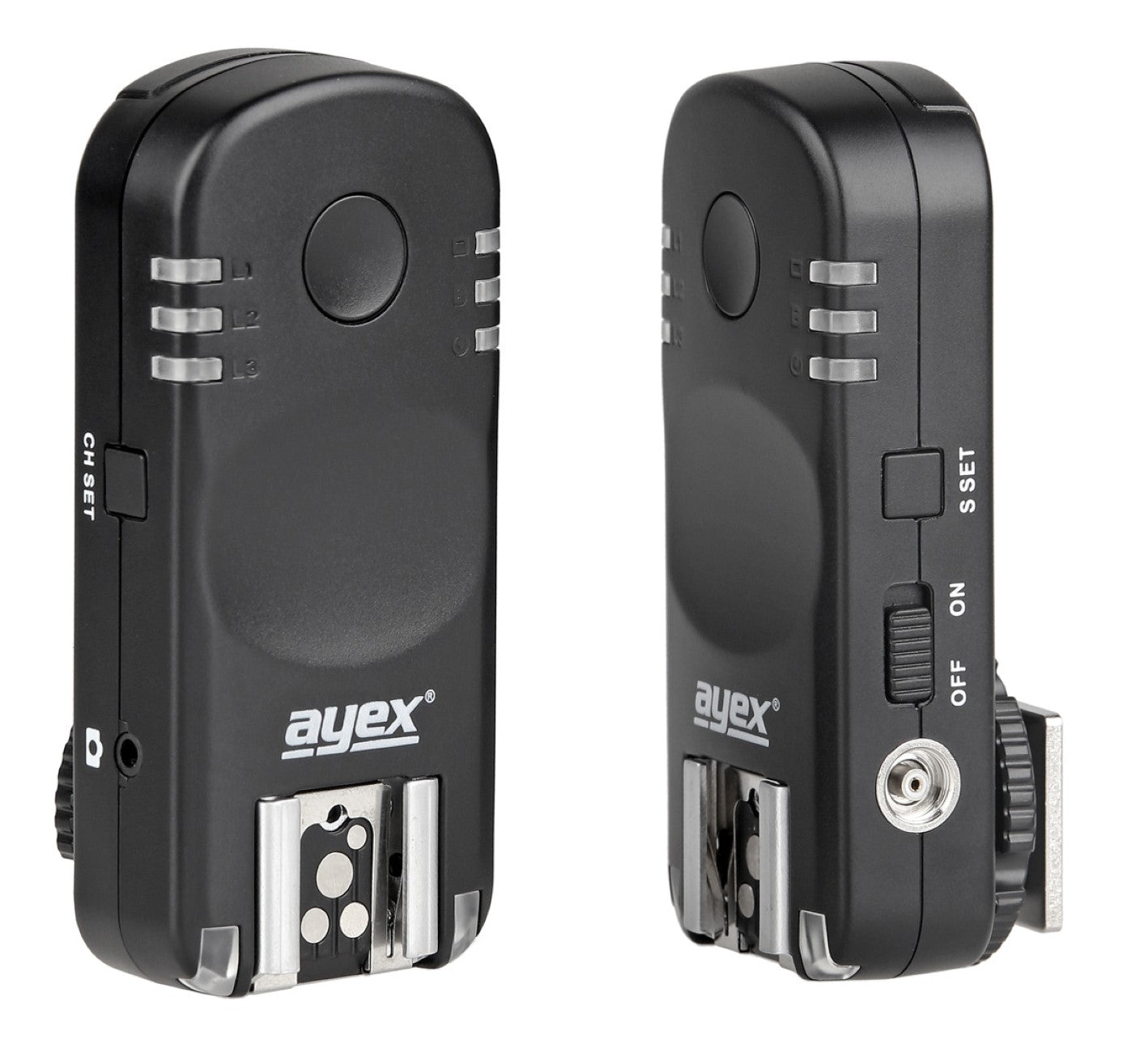 ayex Funk Blitzauslöser und Kamera-Fernauslöser für Canon EOS und Powershot, Blitz- & Kameraauslöser Set mit 2 Transceivern AX-BA1