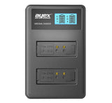 USB Dual Ladegerät für Canon LP-E12 Akkus beleuchtetes Display Ladestandanzeige