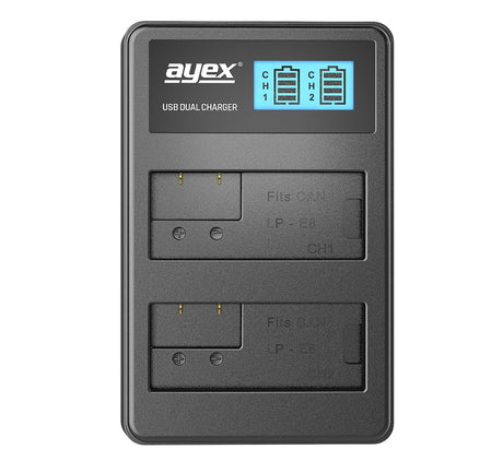 USB Dual Ladegerät für Canon LP-E8 Akkus beleuchtetes Display Ladestandanzeige